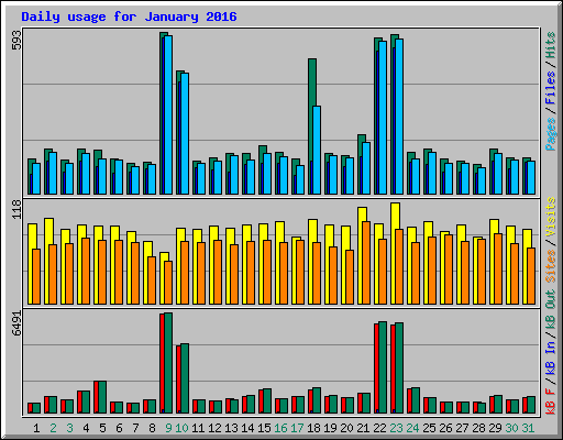 Daily usage for January 2016