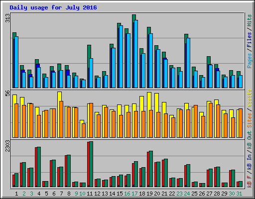 Daily usage for July 2016
