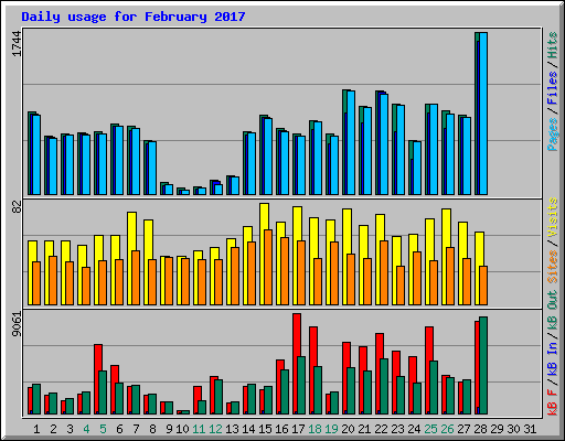 Daily usage for February 2017