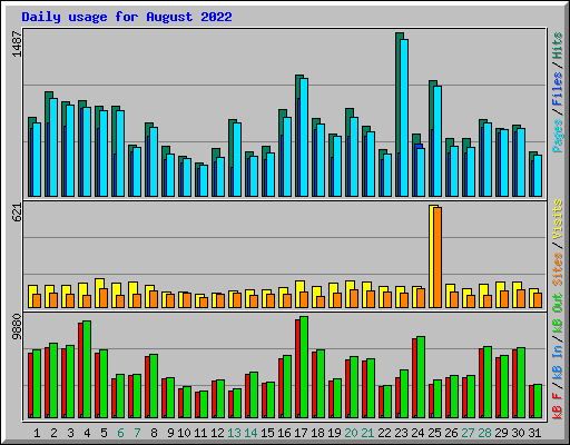 Daily usage for August 2022