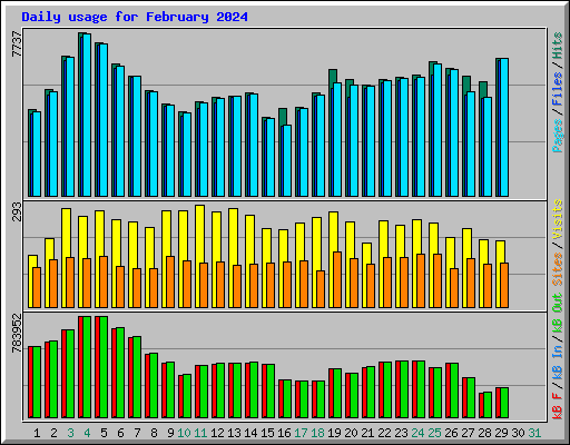 Daily usage for February 2024