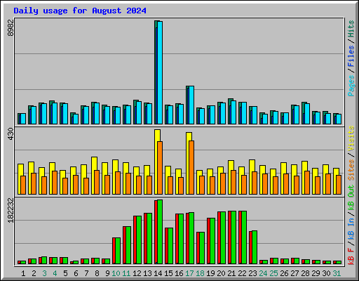Daily usage for August 2024