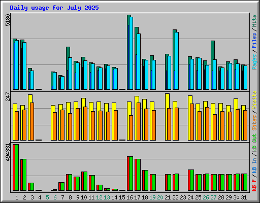Daily usage for July 2025