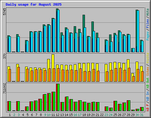 Daily usage for August 2025