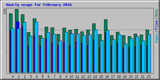 Hourly usage for February 2016