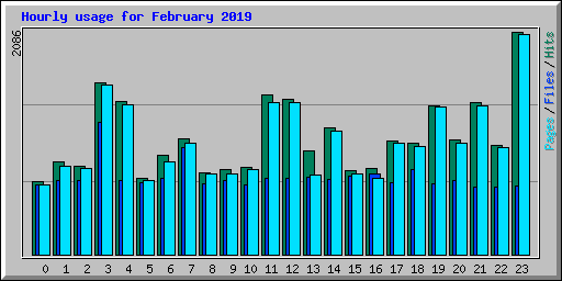 Hourly usage for February 2019